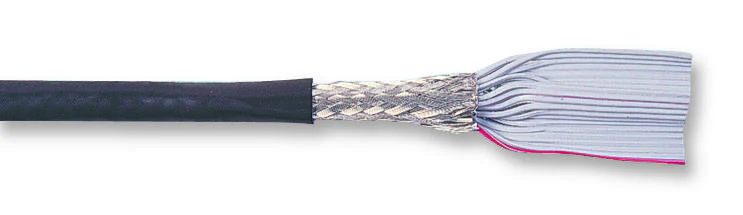 3M 3659-34 Ribbon Screened Cable, Round Jacketed Flat, Per M, Black, 34 Core, 28 AWG, 0.072 mm²
