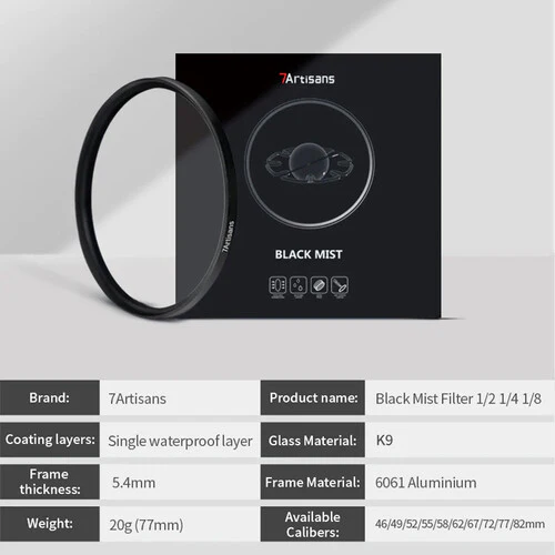 7artisans Photoelectric 82mm 1/4 Black Mist Filter - Image 5
