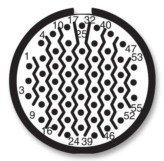 Amphenol Industrial D38999/24FE35SN D38999/24FE35SN Circular Connector MIL-DTL-38999 Series III Jam Nut Receptacle 55 Contacts Crimp Socket - Image 2