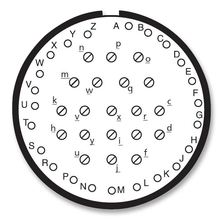 AMPHENOL INDUSTRIAL D38999/24WJ43SB Circular Connector, MIL-DTL-38999 Series III, DS38999/24 Series, Jam Nut Receptacle, 43 Contacts - Image 2