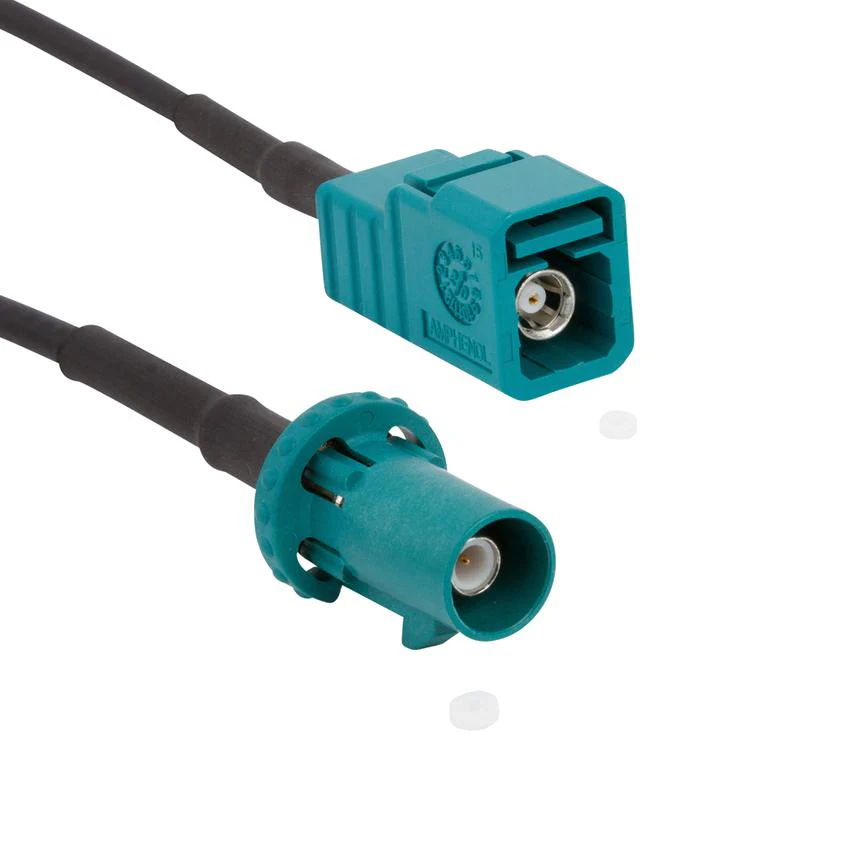 Amphenol RF 095FPZFJZSH-012 / Coaxial Cable Assembly Fakra Plug to Jack RG174 50 ohm 12 " 305 mm Black