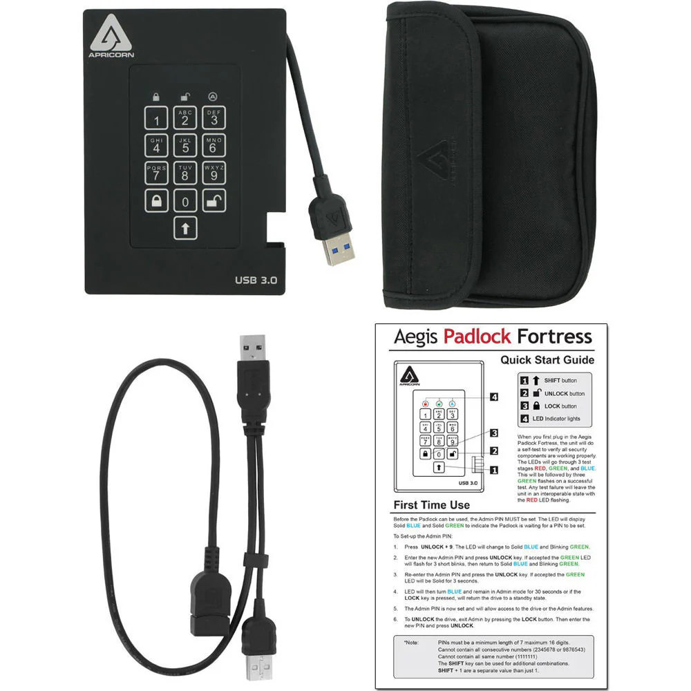 Apricorn 1TB Aegis Fortress Padlock USB 3.0 SSD - Image 6