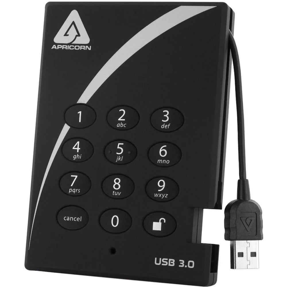 Apricorn 500GB Aegis Padlock Encrypted USB 3.0 Hard Drive with PIN Access - Image 2