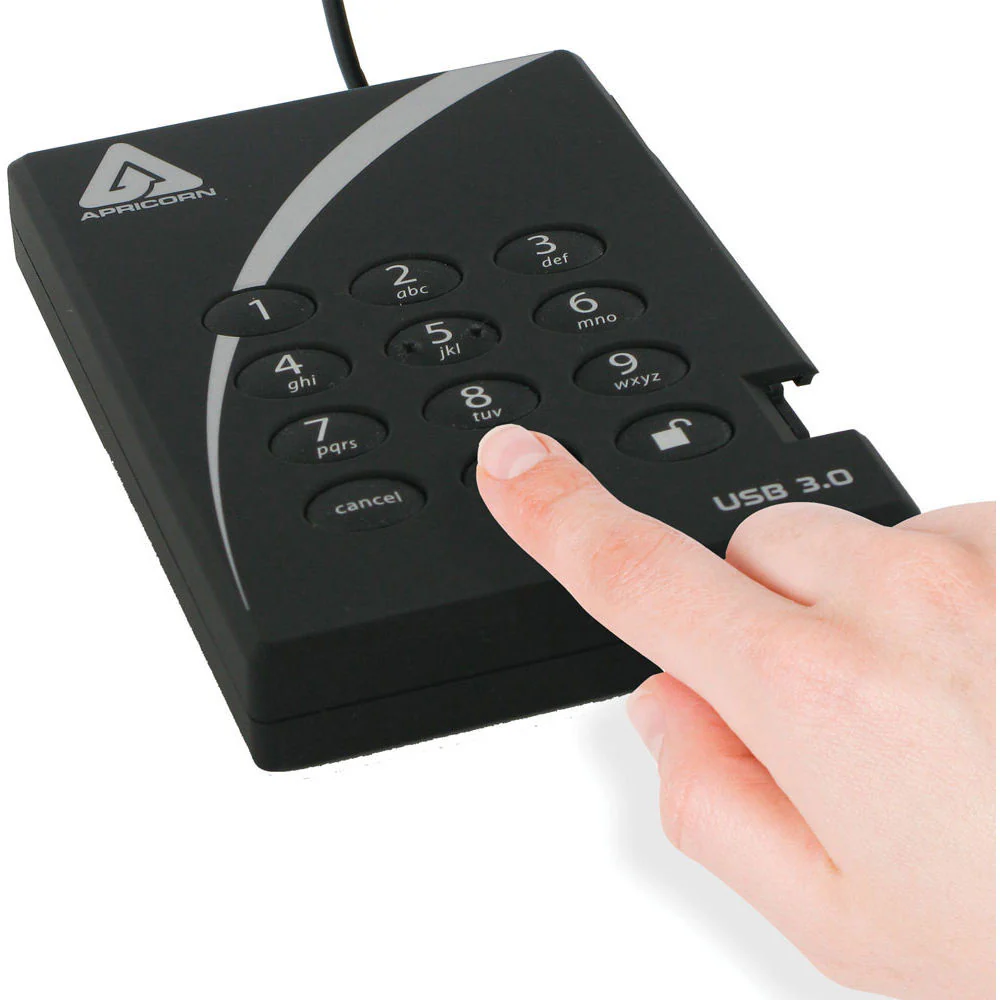 Apricorn 500GB Aegis Padlock Encrypted USB 3.0 Hard Drive with PIN Access - Image 3