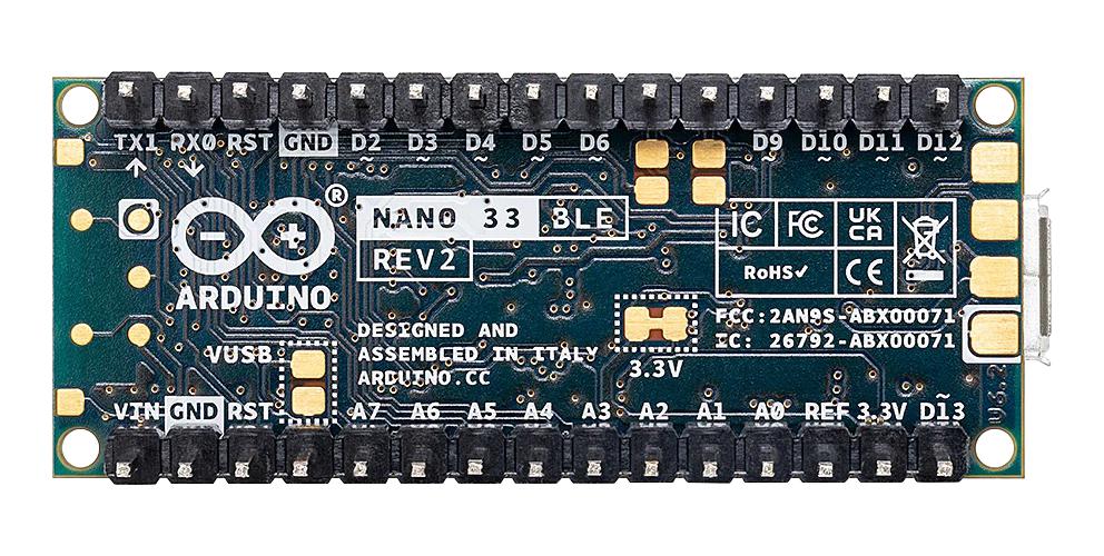 ARDUINO ABX00072 Nano 33 BLE Rev2, nRF52840, with Header, 3.3V, ARM Cortex-M4F, Development Boards GTIN UPC EAN: 7630049203518 - Image 3