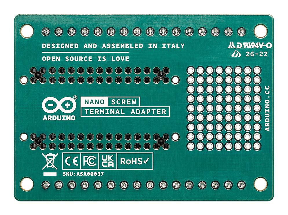 ARDUINO ASX00037 Screw Terminal Adapter, 32 Screw Terminal Connections, 9x8 Grid, Nano Family Boards GTIN UPC EAN: 7630049203297 - Image 3