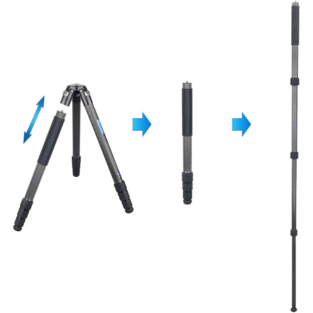 ARTCISE CS90C Carbon Fiber Tripod with Smartphone Holder (Black) - Image 4