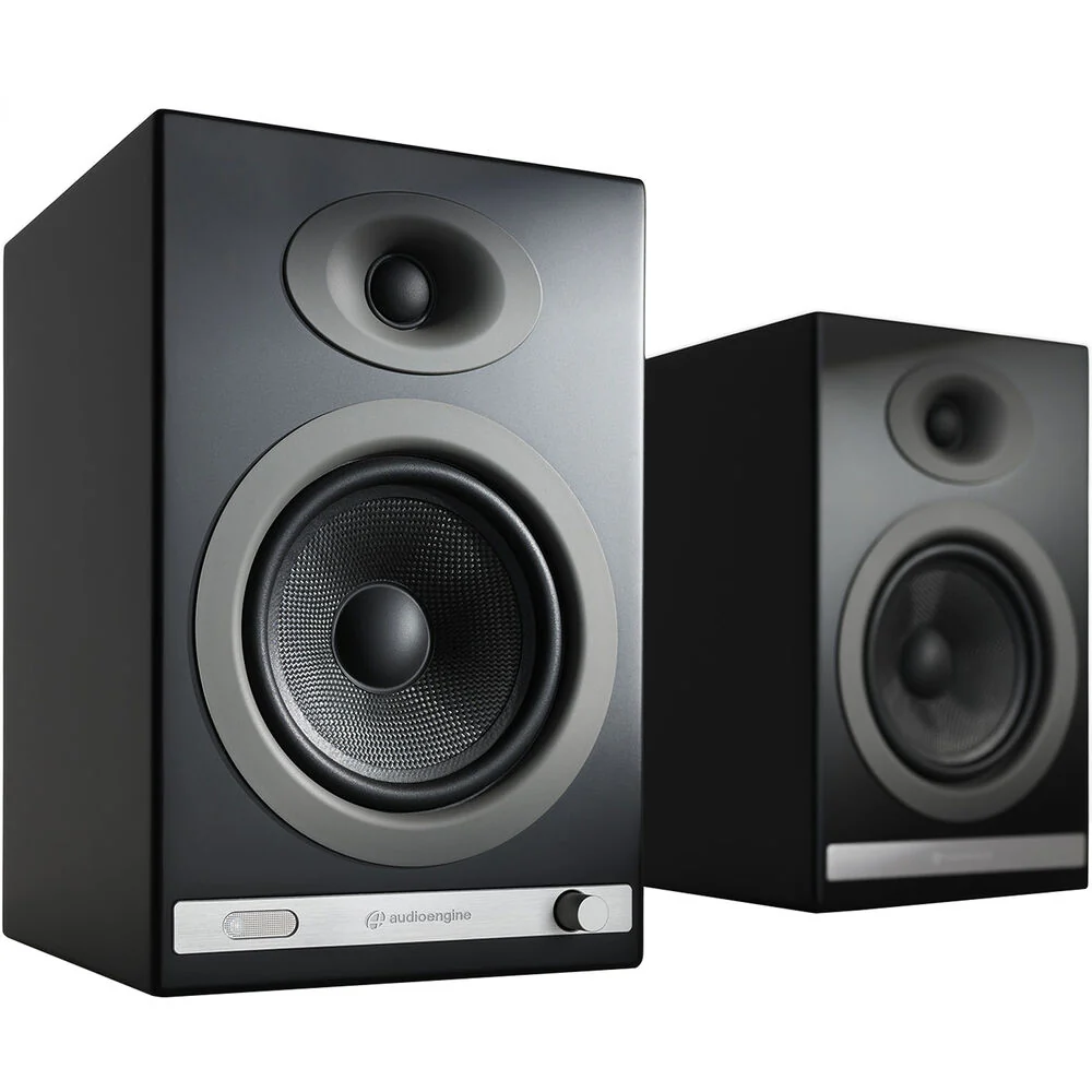 Audioengine HD5 2-Way Active Wireless Bookshelf Speakers (Matte Black, Pair) - Image 2