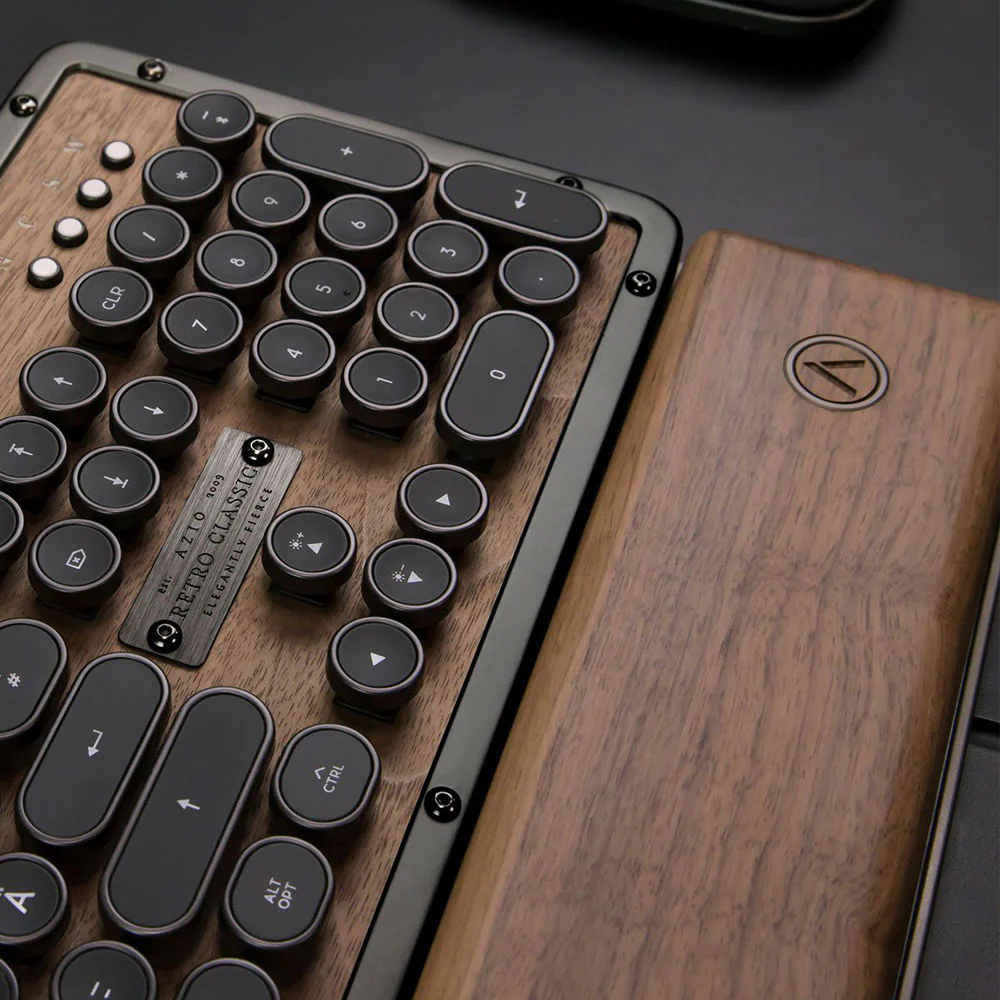 AZIO Walnut Retro Classic Palm Rest (Walnut Wood Veneer / Gunmetal Matte Frame) - Image 4