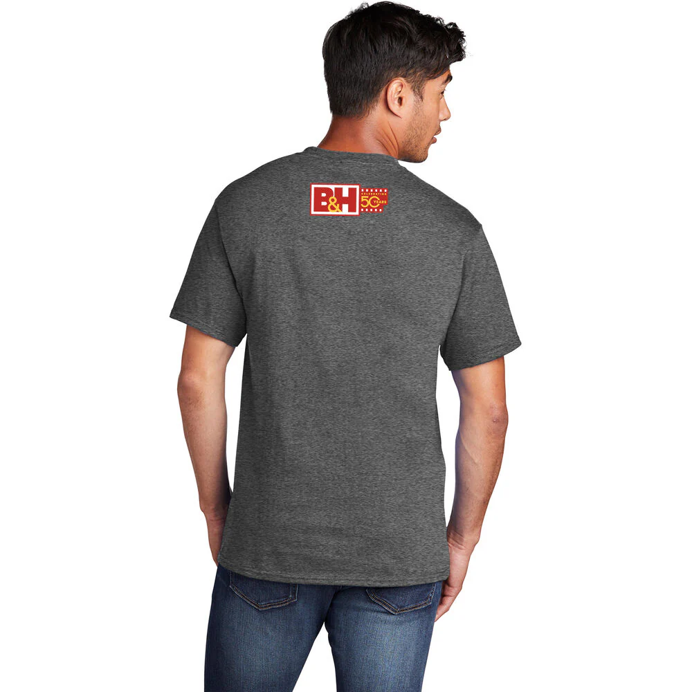B&H Photo Video Commemorative T-Shirt with Mode Dial & B&H Logo Graphics (Dark Heather Gray, XXL, Special 50th Anniversary Edition) - Image 2
