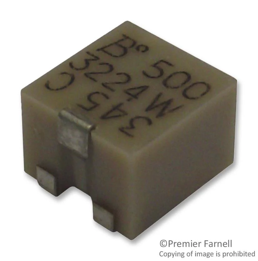 BOURNS 3224W-1-100E Trimmer Potentiometer, 10 ohm, 250 mW, ± 10%, Trimpot 3224 Series, 12 Turns, Surface Mount Device