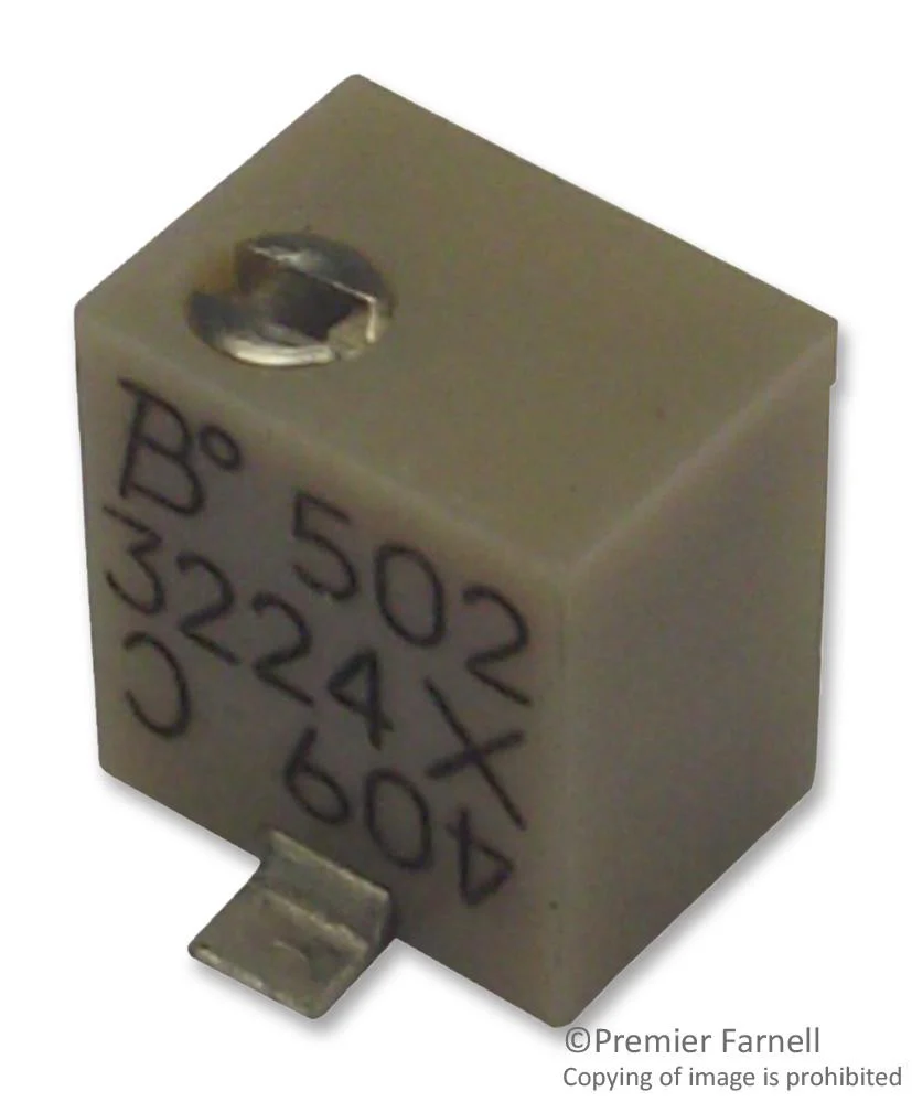 BOURNS 3224X-1-502E Trimmer Potentiometer, 5 kohm, 250 mW, ± 10%, Trimpot 3224 Series, 12 Turns, Surface Mount Device