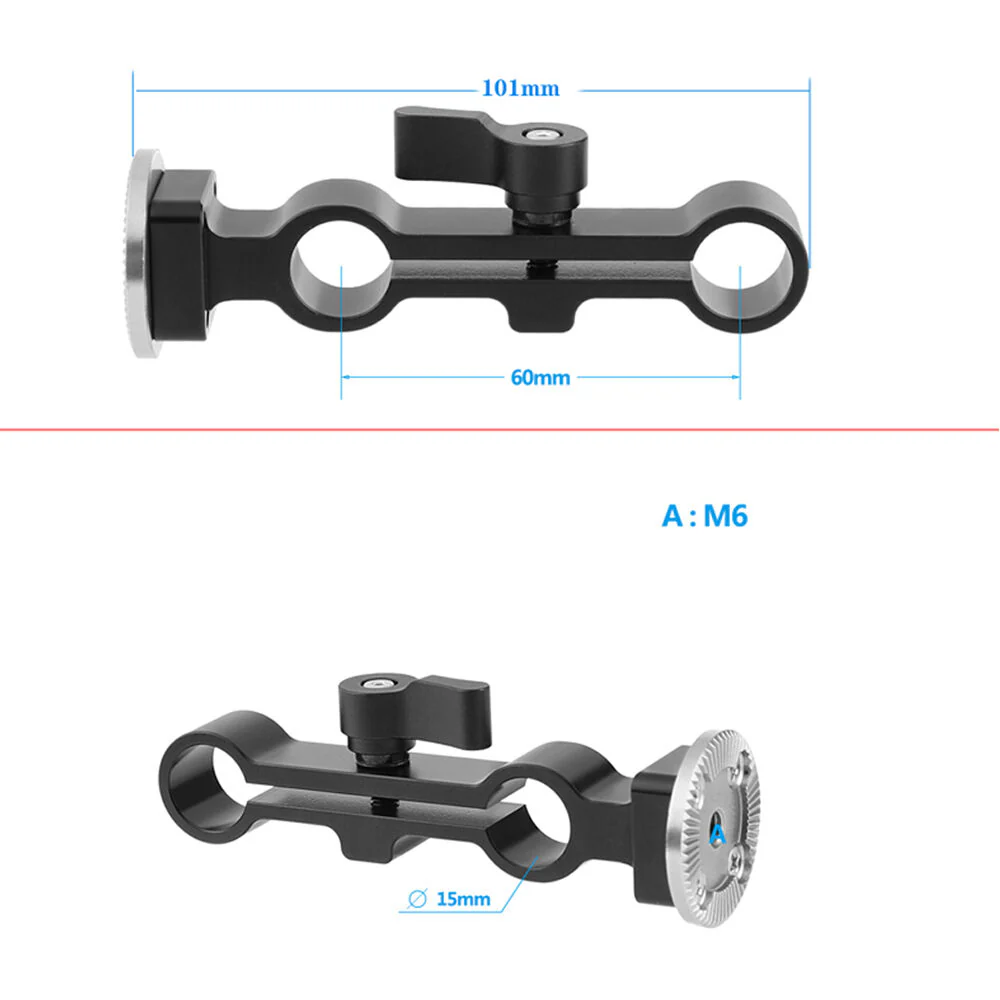 CAMVATE 15mm LWS Dual-Rod Bracket with Single ARRI-Style Rosette - Image 3