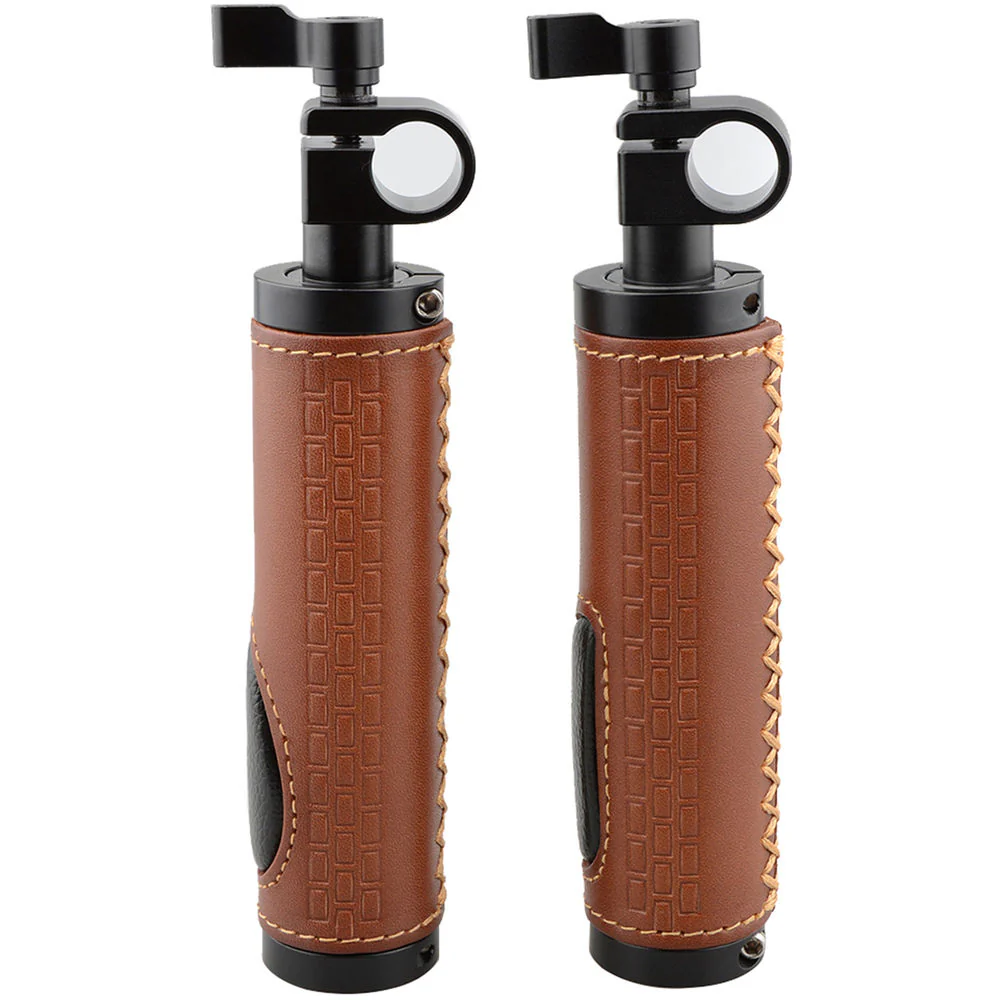 CAMVATE 15mm Rod Clamp Leather Handle Grip for DSLR Camera Rod System (2-Pack) - Image 3