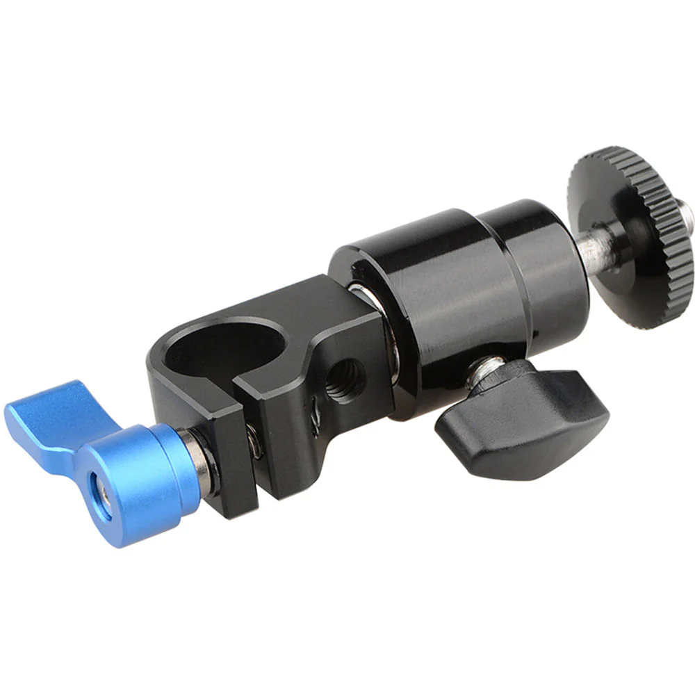 CAMVATE 15mm Rod Clamp with Mini Ball Head (Blue Lever) - Image 2