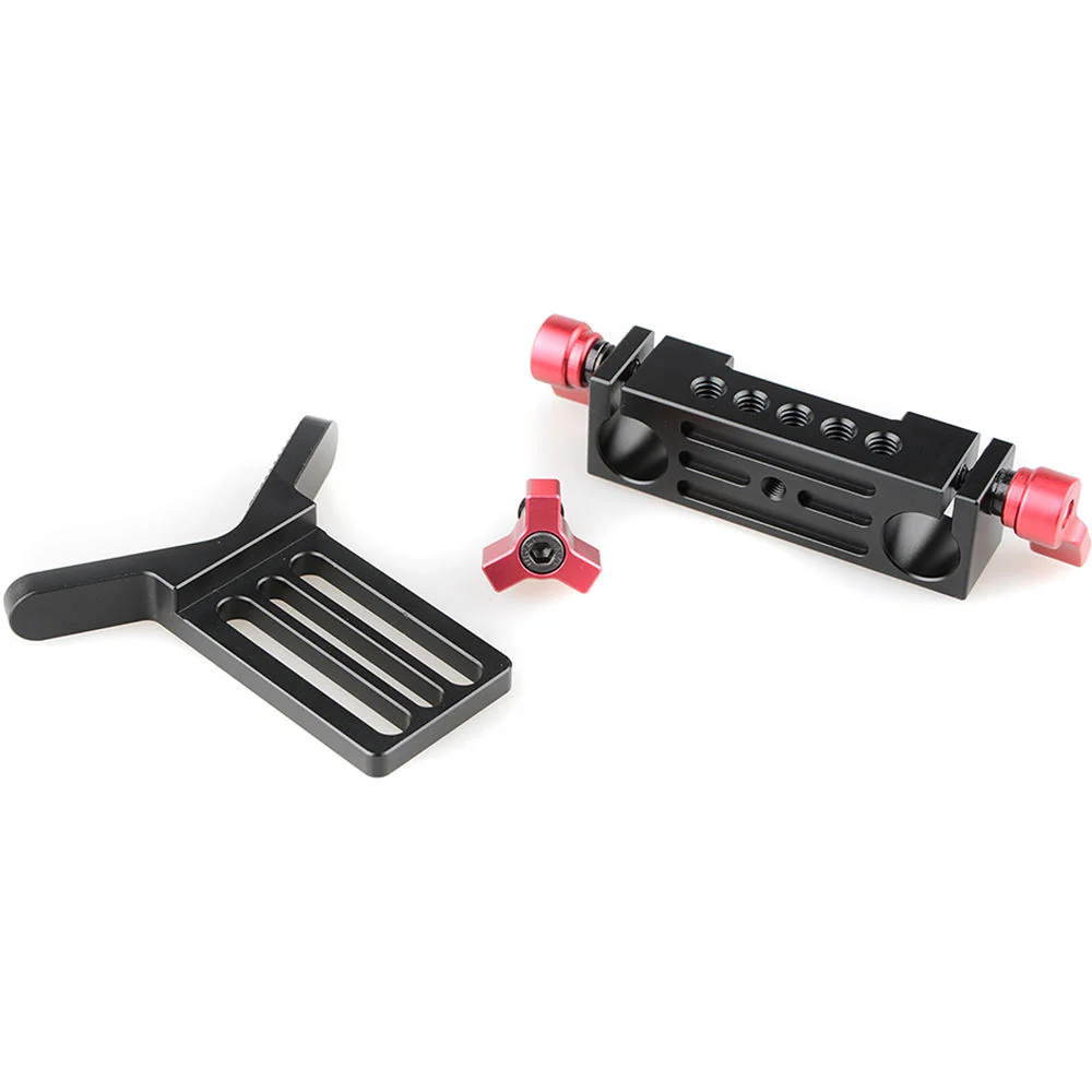 CAMVATE Adjustable Lens Support for 15mm Rods (Red Knobs) - Image 3