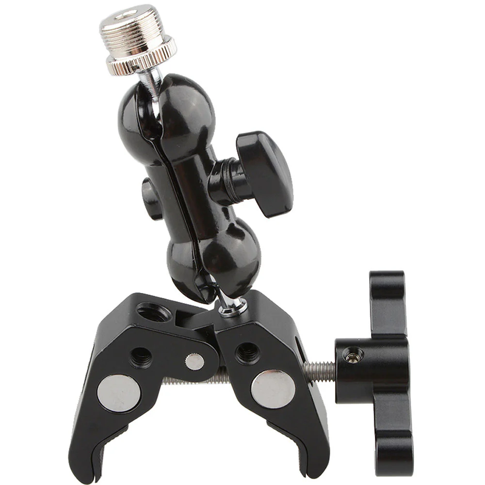 CAMVATE Super Clamp With 5/8"-27 Screw Double Ball Head Mount For Microphone (Black T-Handle) - Image 2
