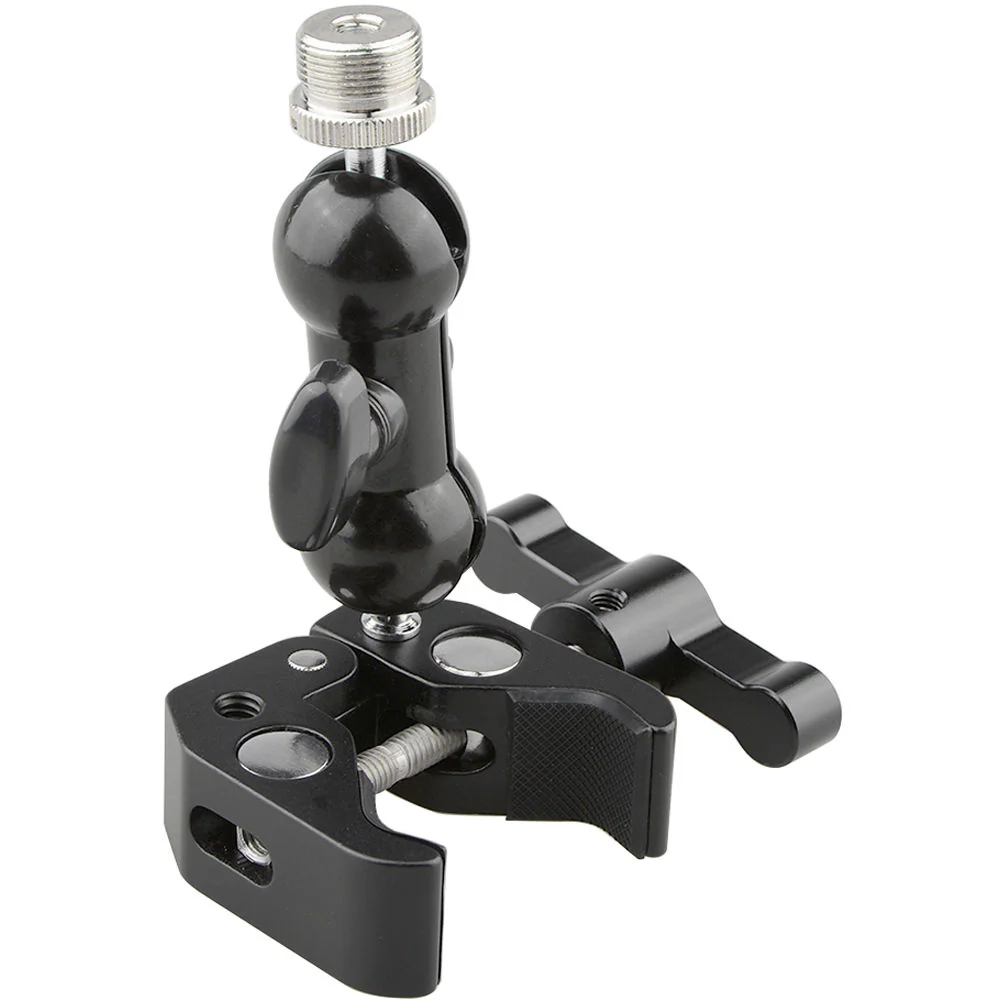 CAMVATE Super Clamp With 5/8"-27 Screw Double Ball Head Mount For Microphone (Black T-Handle) - Image 5