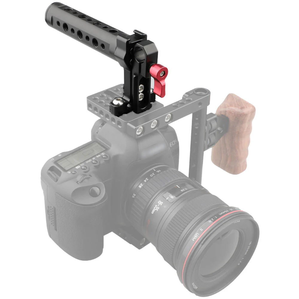 CAMVATE Top Cheese Handle with Rod Clamp for GH5, 5DMarkIII Camera (Red Wingnut) - Image 4