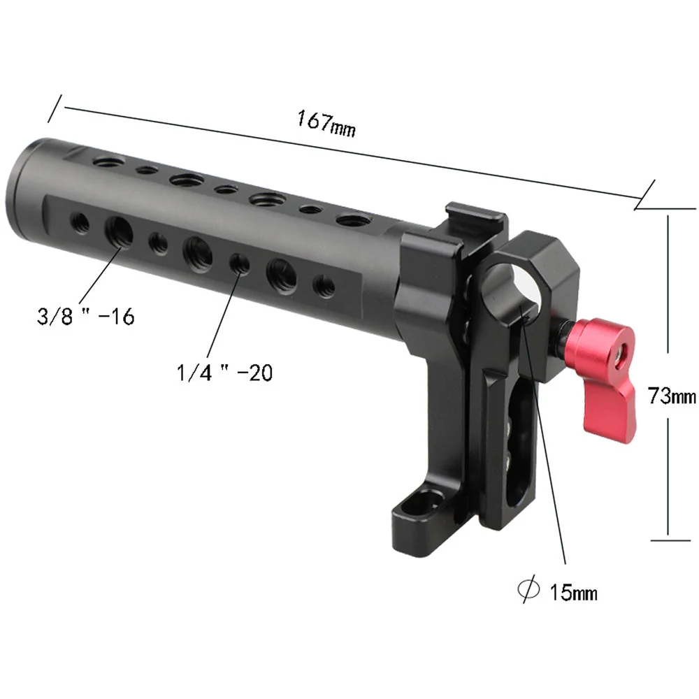 CAMVATE Top Cheese Handle with Rod Clamp for GH5, 5DMarkIII Camera (Red Wingnut) - Image 5