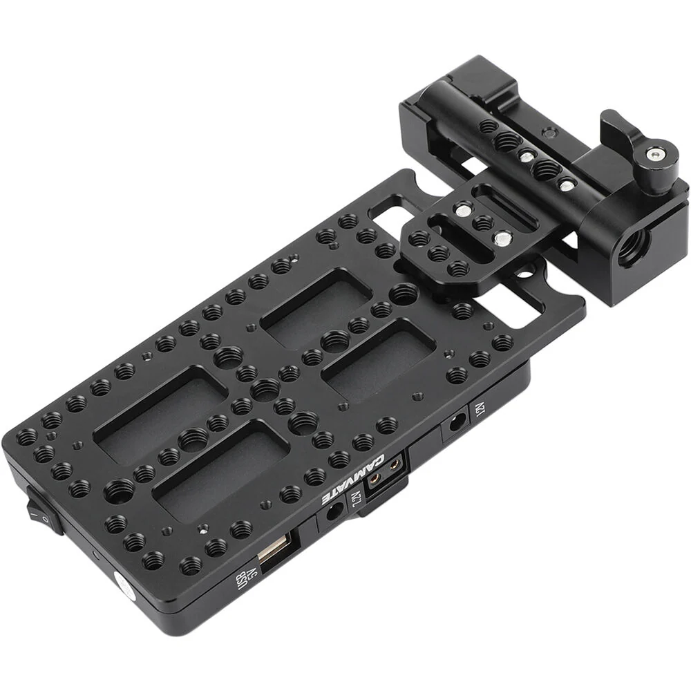 CAMVATE V-Mount Battery Plate Power Supply Splitter with Tilt-Adjustable 15mm Rod Mount - Image 3