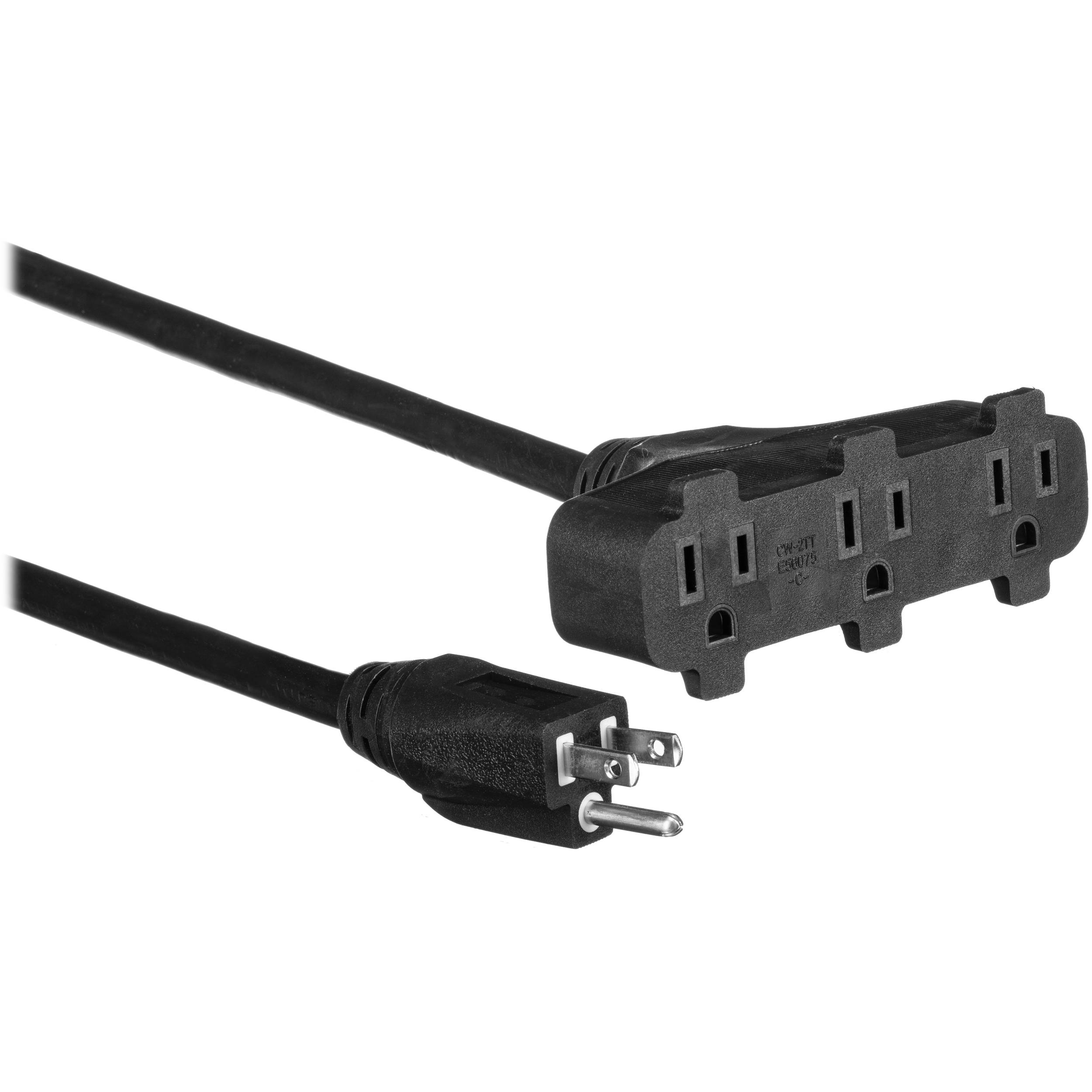 Century Wire and Cable SJTW Triple Tap Extension Cord Kit (12 AWG, Black, 10', 5-Pack) - Image 2