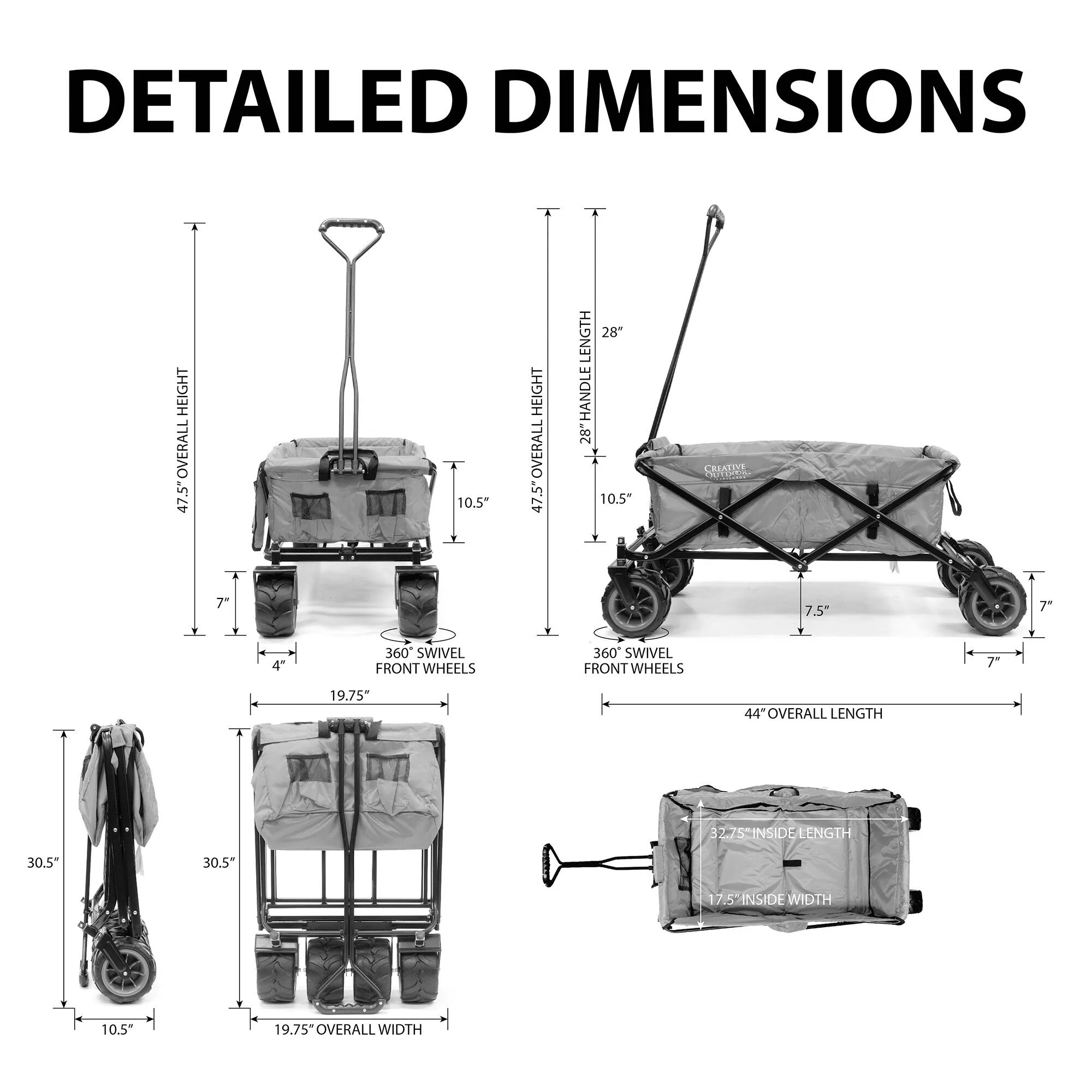 Creative Outdoor Distributor All-Terrain Folding Wagon (Black) - Image 4