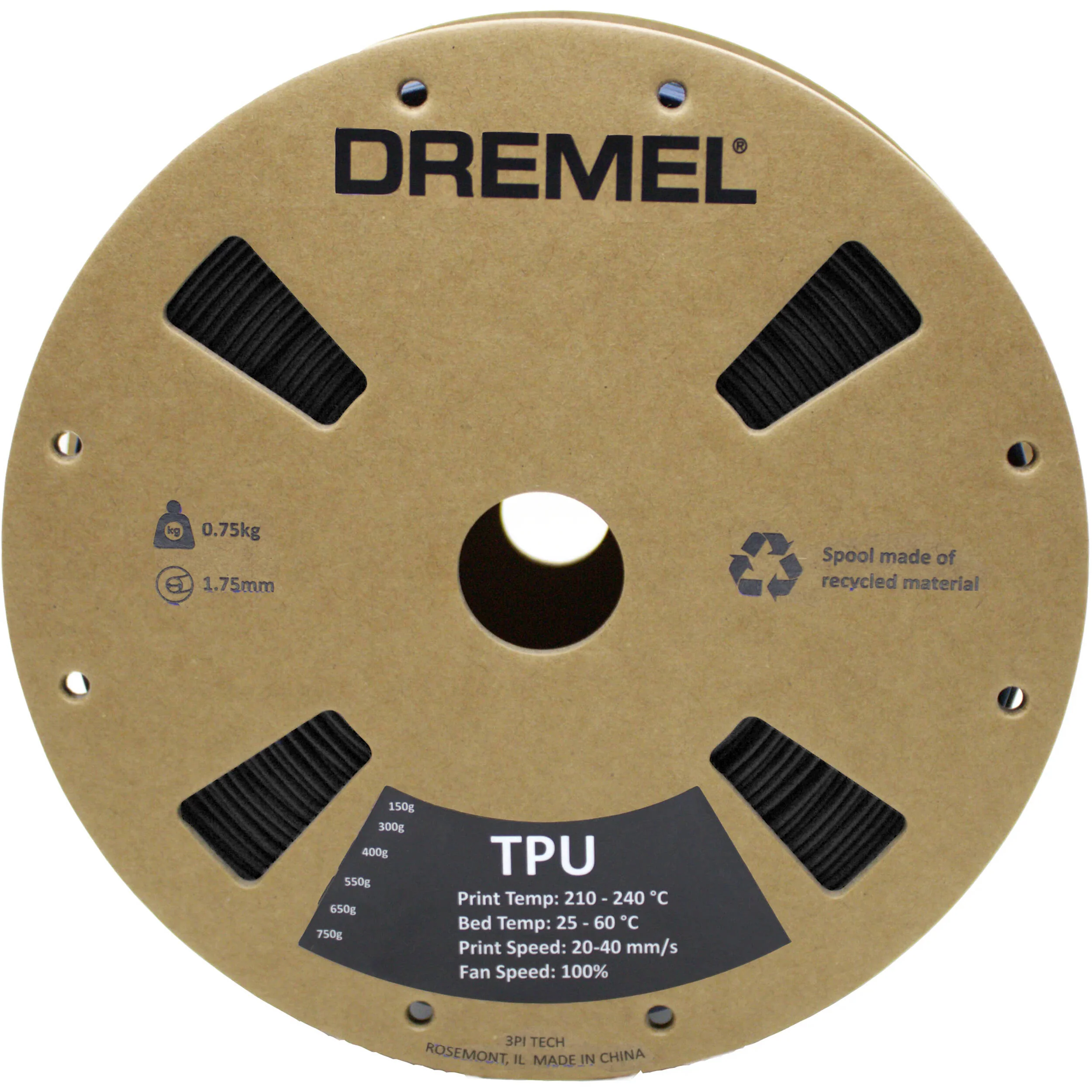 Dremel 3D 1.75mm TPU Filament (0.75kg, Black) - Image 2