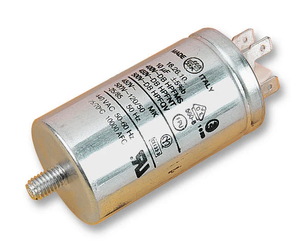 DUCATI 4.16.26.10.64 Film Capacitor, 10 µF, 4.16.26 Series, 450 V, Quick Connect, Snap-In, ± 5%