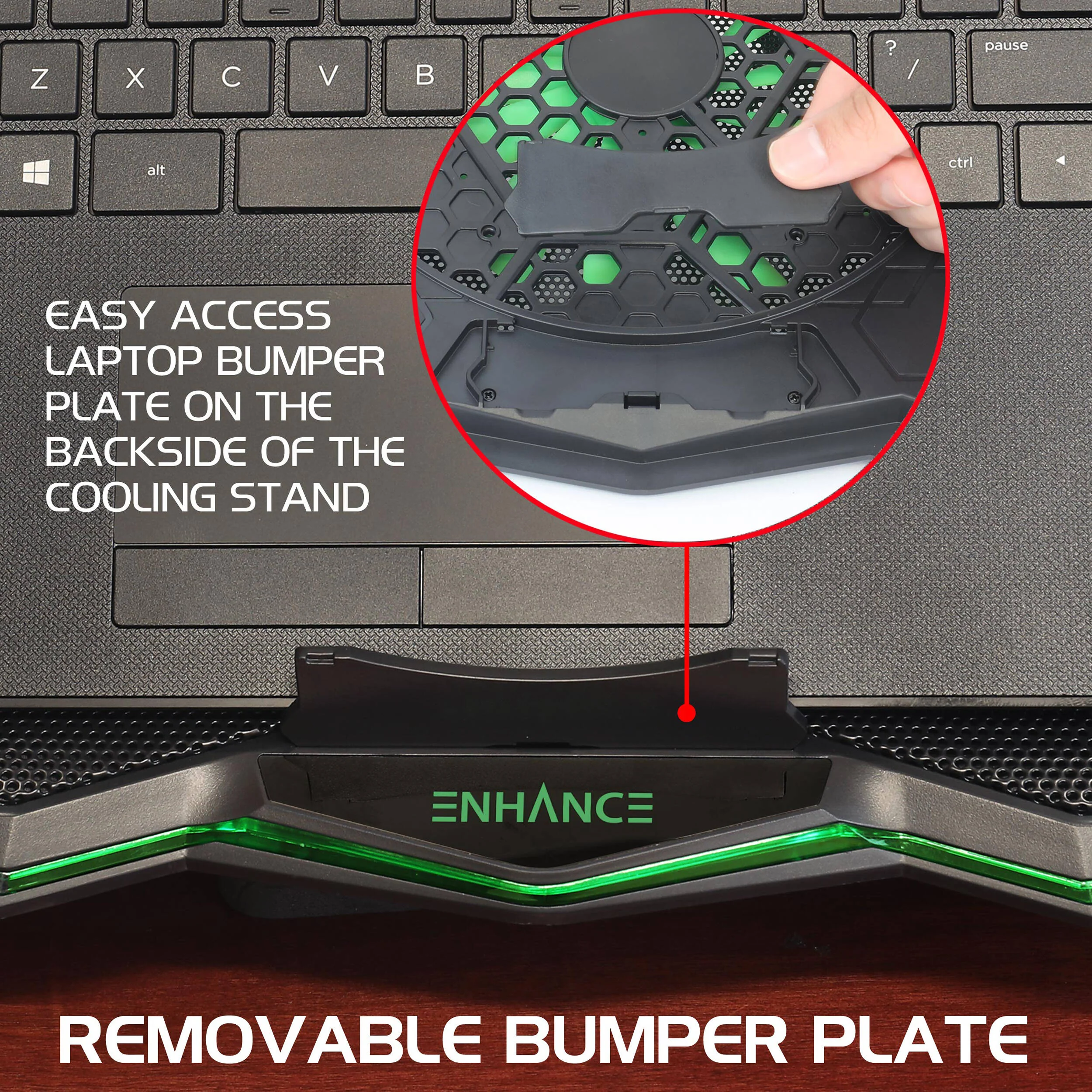 Enhance Cryogen 5 Laptop Cooling Stand (Green LED) - Image 5