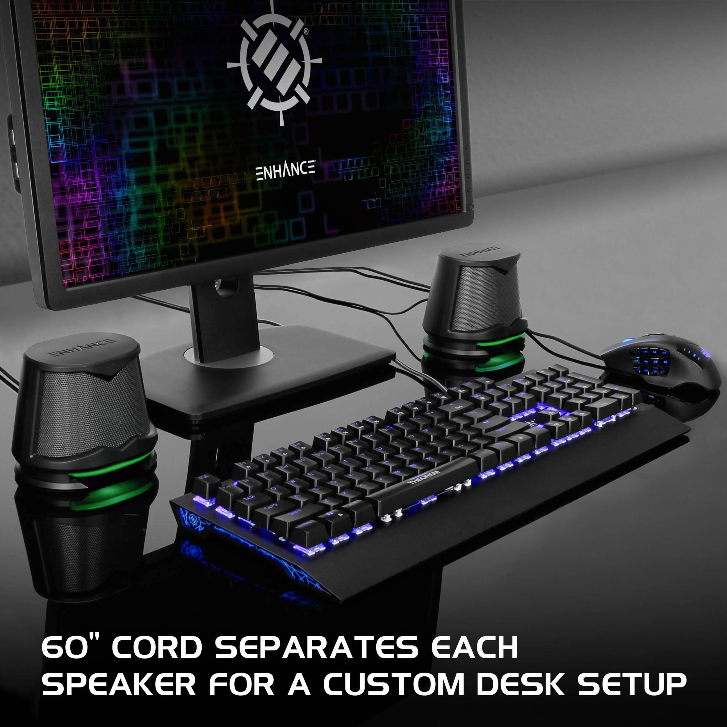 Enhance SB2 2.0 High Excursion Computer Speakers with LED Lights (Green) - Image 5