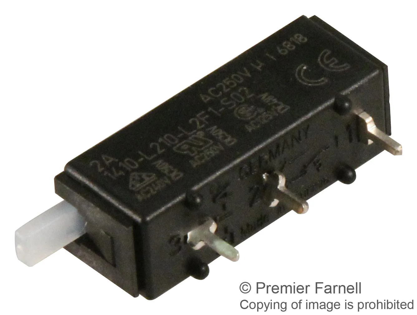 ETA 1410-L210-L2F1-S02-2A 1410-L210-L2F1-S02-2A Thermal Circuit Breaker 1410 2 A 1 Pole 28 VDC 240 VAC PCB Through Hole - Image 2
