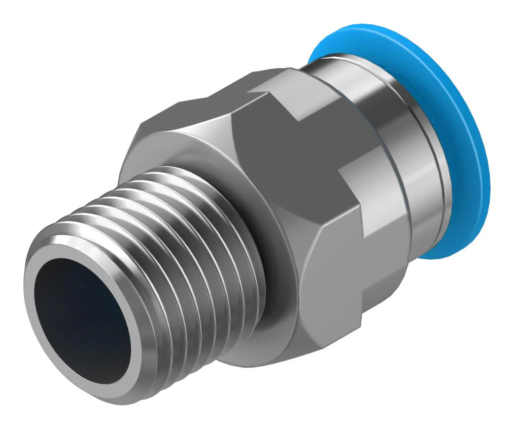 Festo 153007 153007 Pneumatic Fitting Push-In Straight Connector R1/4 14 bar 10 mm Brass QS - Image 2