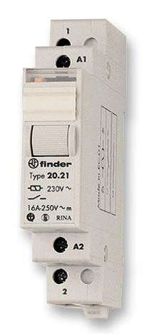 FINDER 20.23.9.024.4000 Power Relay, SPST-NO, SPST-NC, 24 VDC, 16 A, 20 Series, DIN Rail