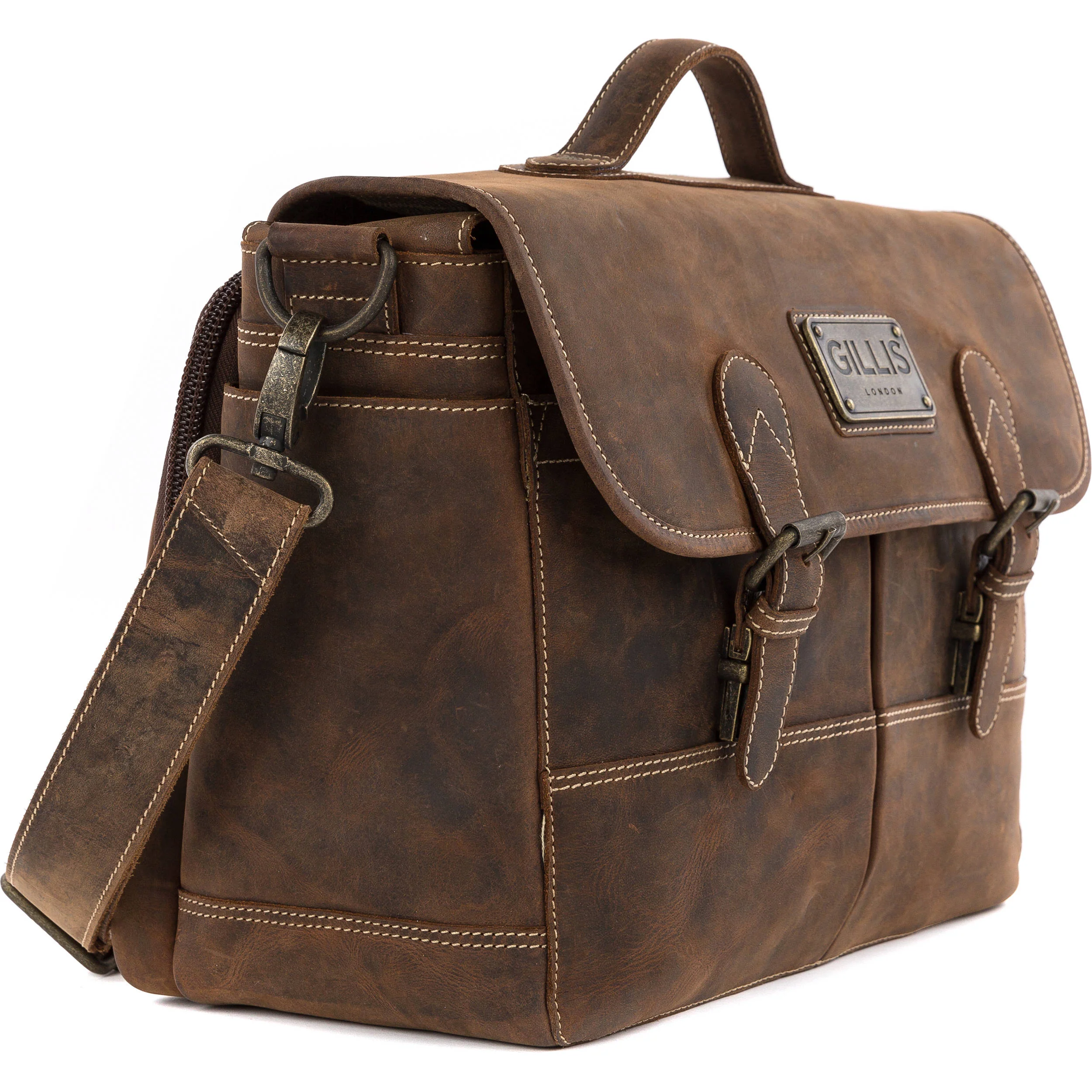 GILLIS LONDON Trafalgar Attache Camera Bag (Brown Vintage Leather) - Image 3