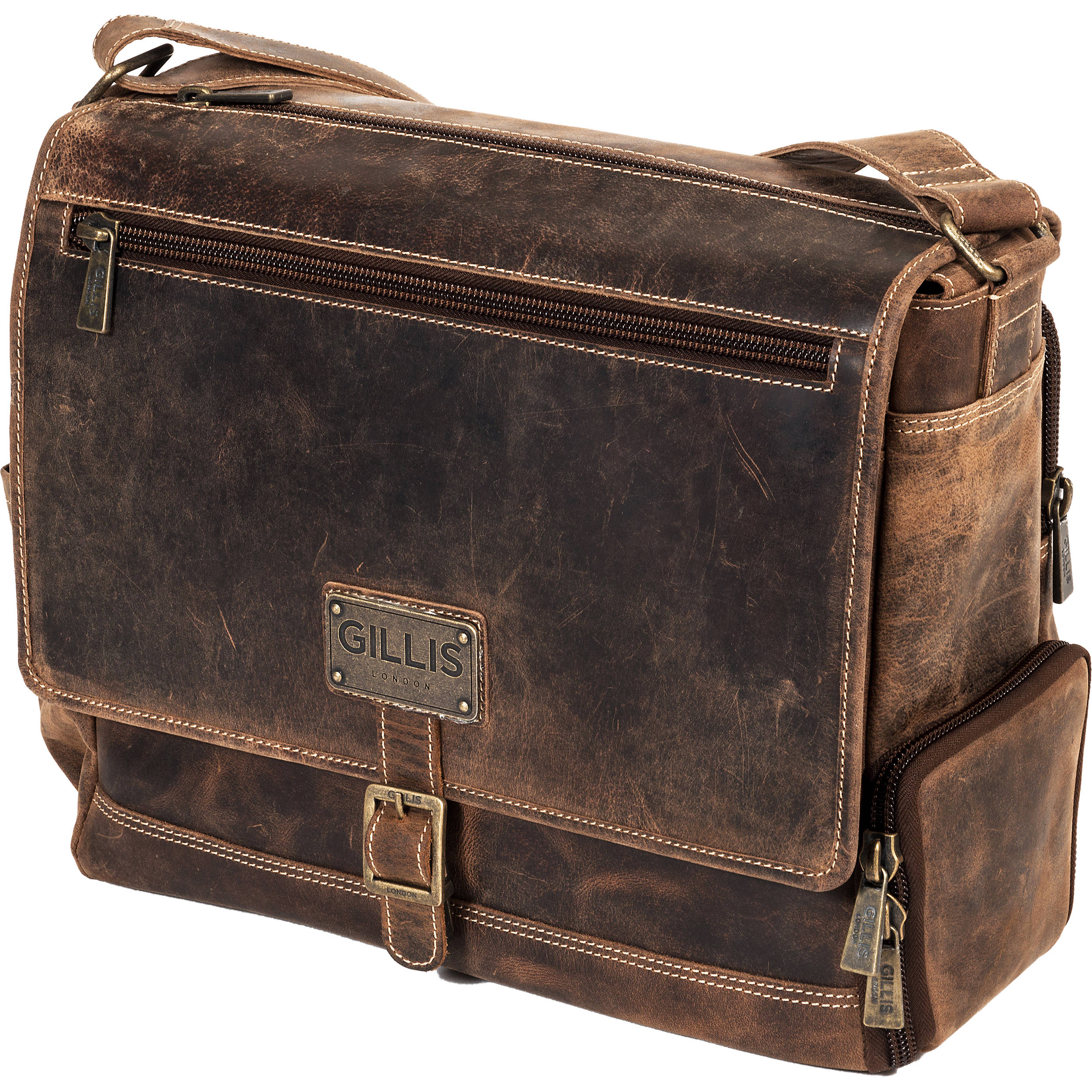 GILLIS LONDON Trafalgar Leather Messenger Bag (Brown) - Image 2