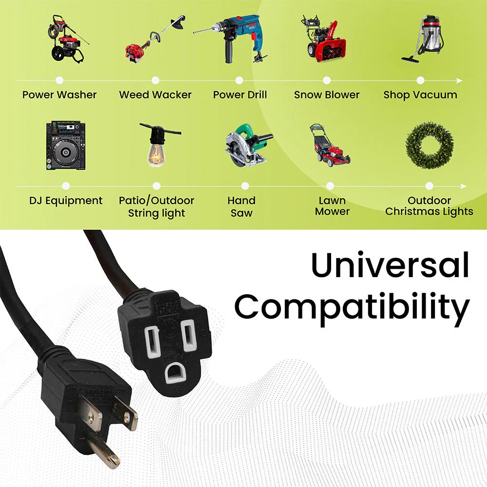 GoGreen Power 10A 125V Outdoor Extension Cord (100', Black) - Image 4