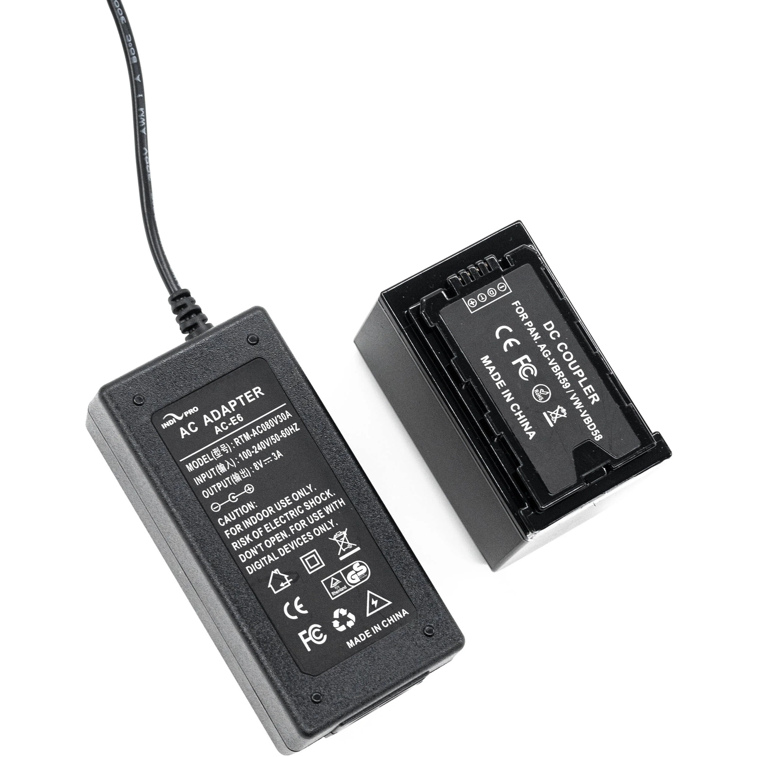 IndiPRO Tools AC Power Supply with Panasonic VW-VBD58 Dummy Battery (8V, 8') - Image 3