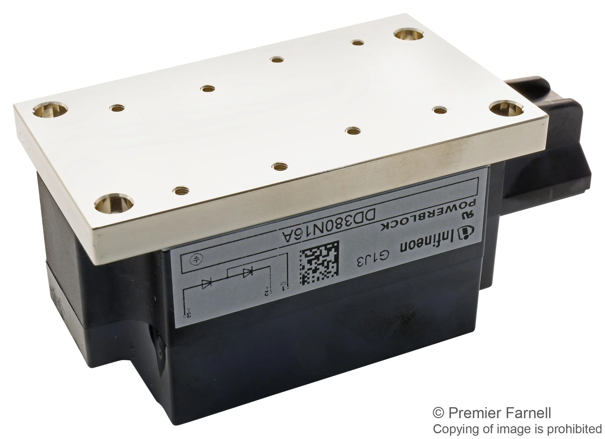INFINEON DD380N16AHPSA1 Diode Module, 1.6 kV, 380 A, 1.4 V, Dual Series, Module, 3 Pins DD380N16A, SP000782322 - Image 2