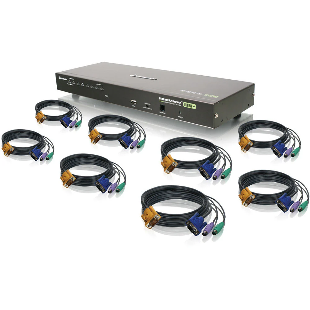 IOGEAR 8-Port USB PS/2 Combo KVM Switch Kit with Eight PS/2 KVM Cables and One USB KVM Cable - Image 2