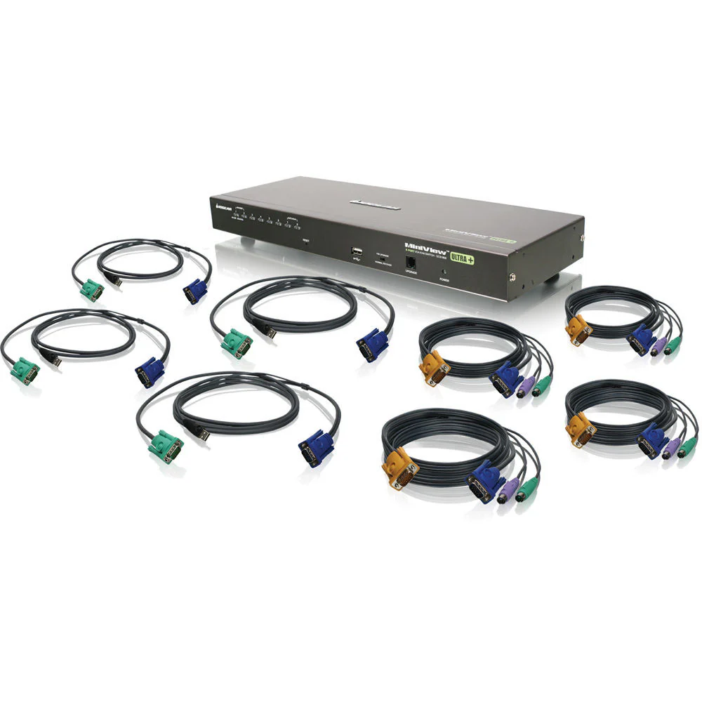 IOGEAR 8-Port USB PS/2 Combo KVM Switch Kit with Four PS/2 KVM Cables and Four USB KVM Cables - Image 2
