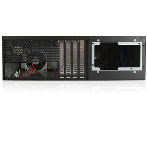 iStarUSA D-350HB-T 3 RU Compact 5 x 3.5" Bay Hotswap microATX Rackmount Chassis (Black HDD Handles) - Image 4