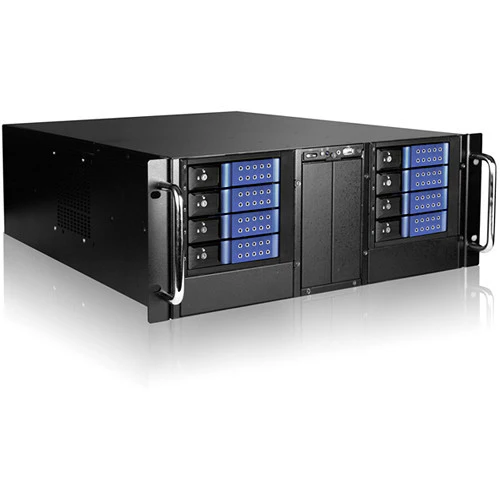 iStarUSA D410-DE8BL 4U 10-Bay Stylish Storage Server Rackmount 8x3.5" Trayless Hotswap Chassis Kit (Blue Bezel)