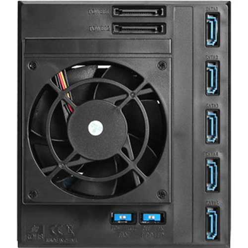iStarUSA Trayless 3 x 5.25" to 5 x 3.5" 12 Gb/s HDD Hot-Swap Rack (Red) - Image 2