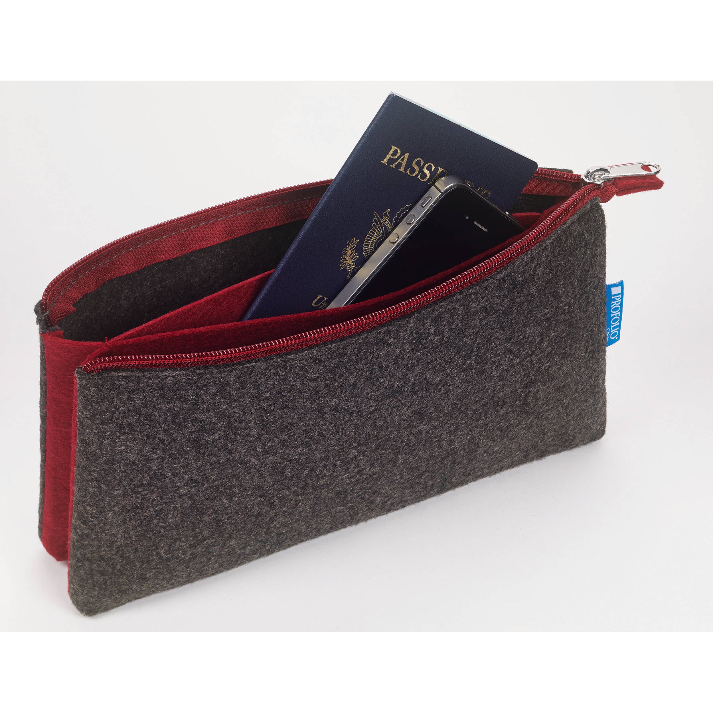 Itoya ProFolio Midtown Pouch (Charcoal/Maroon, 4 x 7") - Image 4