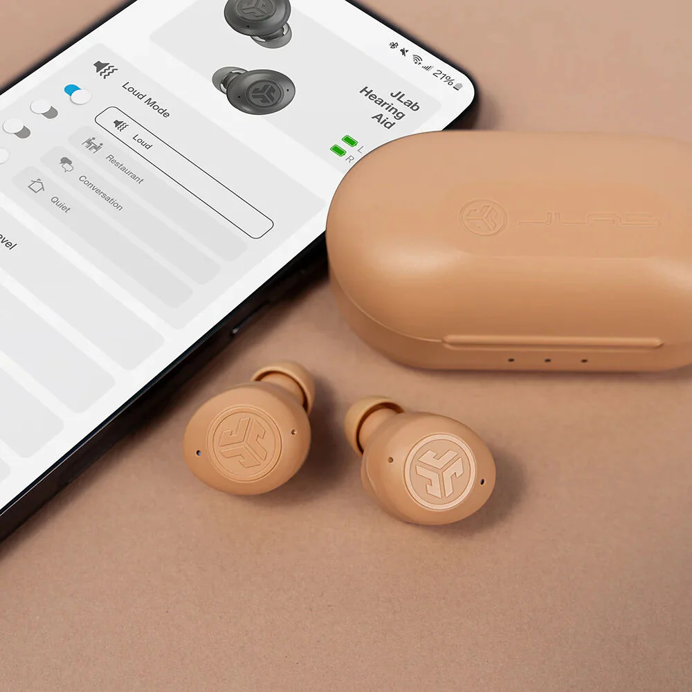JLab Hear OTC Wireless Hearing Aid Earbuds (Beige) - Image 5
