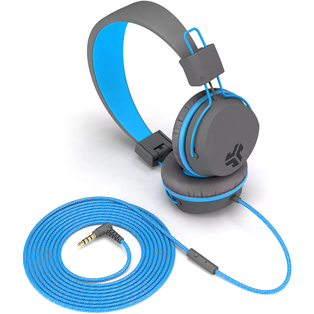 JLab JBuddies Studio On-Ear Kids Headphones (Gray and Blue) - Image 3