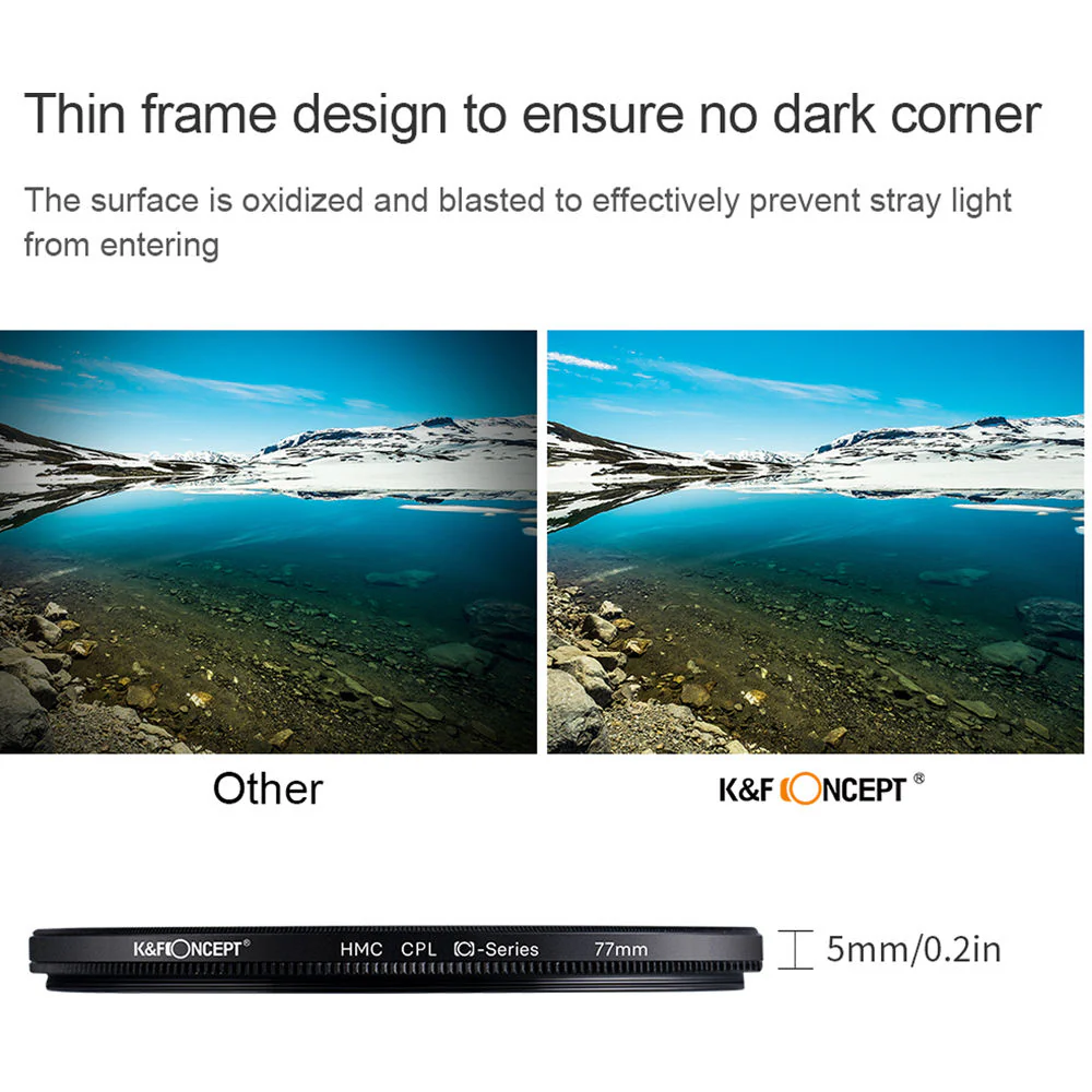 K&F Concept Classic Series Slim Multicoated Circular Polarizer Filter (52mm) - Image 5