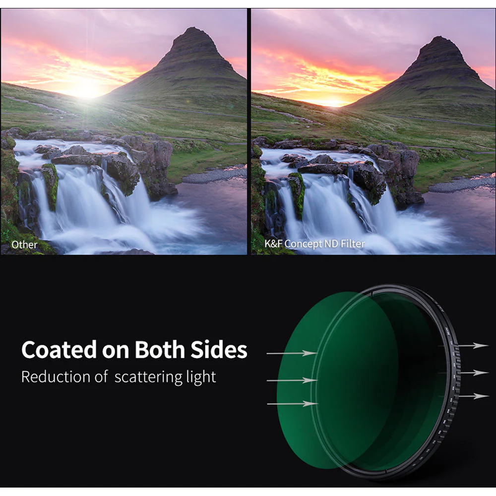K&F Concept Nano-D Variable ND Filter with Multiresistant Coating (43mm, 3- to 11-Stop) - Image 4