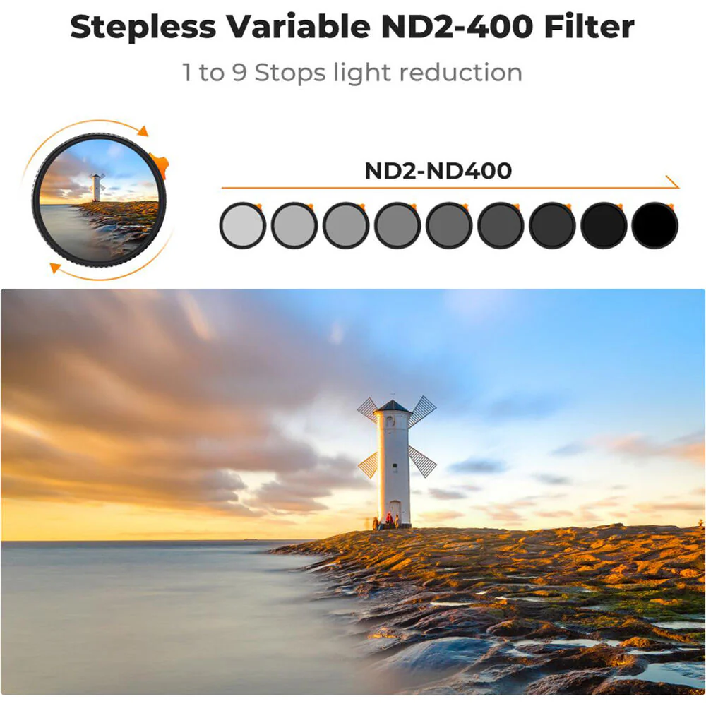 K&F Concept Nano-X Ultra-Low Reflection Variable ND Filter (58mm, 1 to 9-Stop) - Image 3